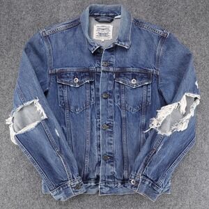 Levis Made & Crafted‎ LMC Buster Womens Distressed Denim Trucker Jacket Blue S